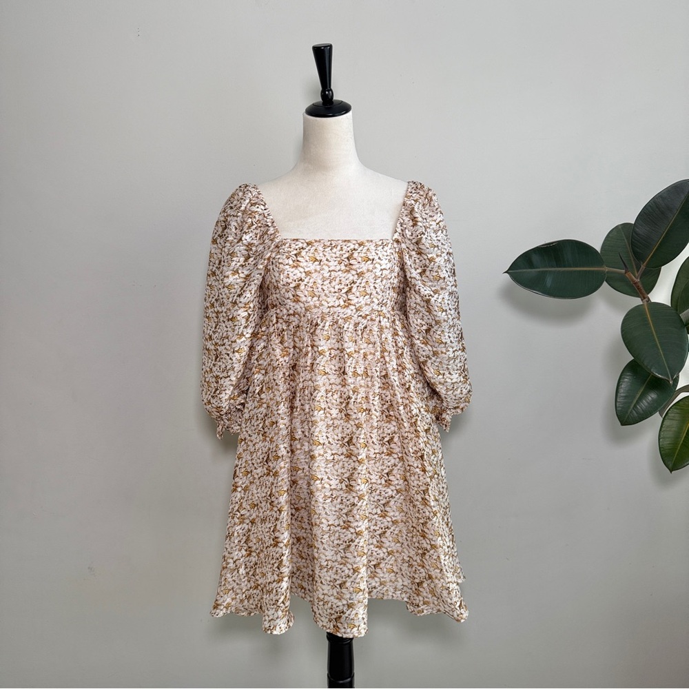 Anna Grace Floral Puff Sleeve Babydoll Dress